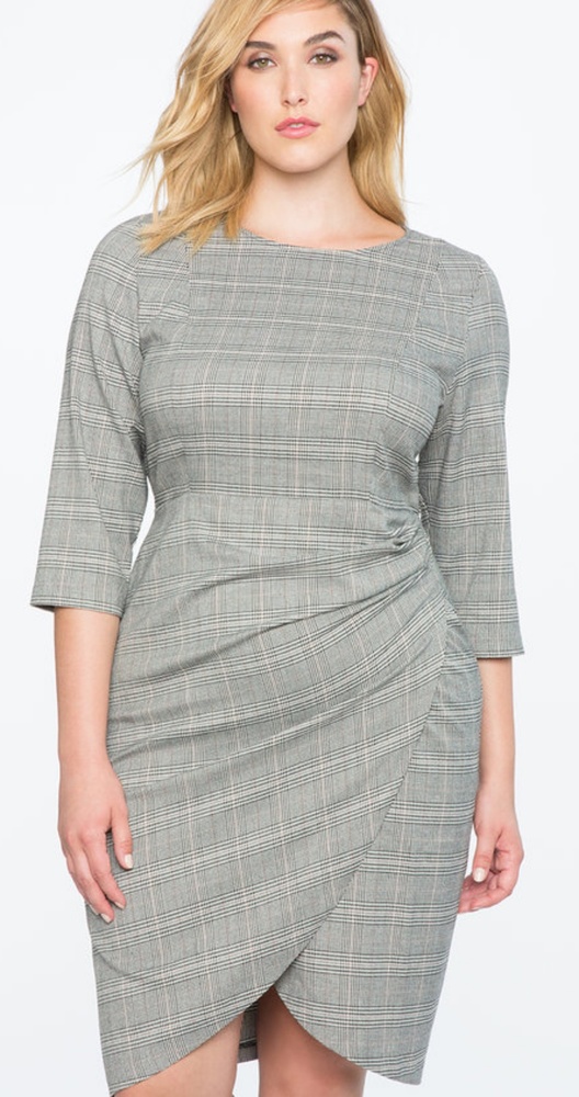 Eloquii plaid faux wrap dress